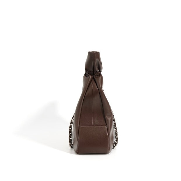 Womens Genuine Leather Large Capacity Minimalist Chain Shoulder Bag