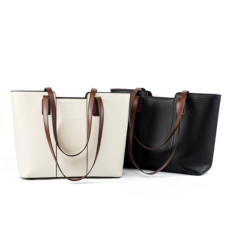 Womens Genuine Leather Large Capacity Tote Shoulder Bag  Commuter Everyday Purse