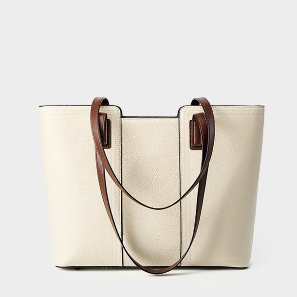 Womens Genuine Leather Large Capacity Tote Shoulder Bag  Commuter Everyday Purse