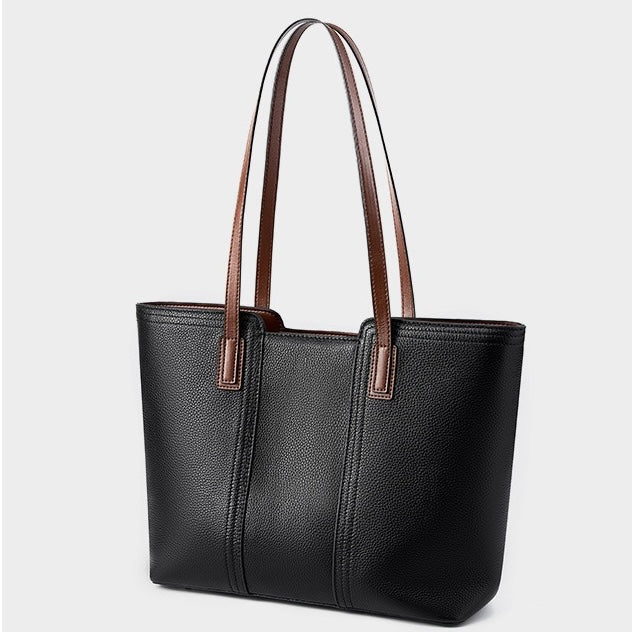 Womens Genuine Leather Large Capacity Tote Shoulder Bag  Commuter Everyday Purse