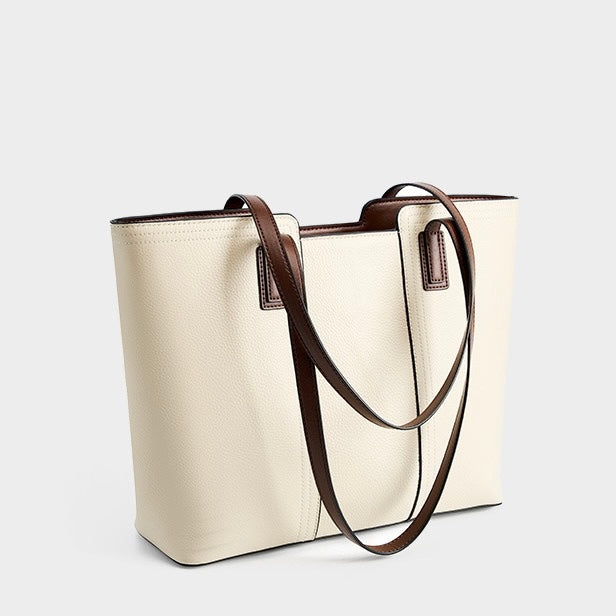 Womens Genuine Leather Large Capacity Tote Shoulder Bag  Commuter Everyday Purse