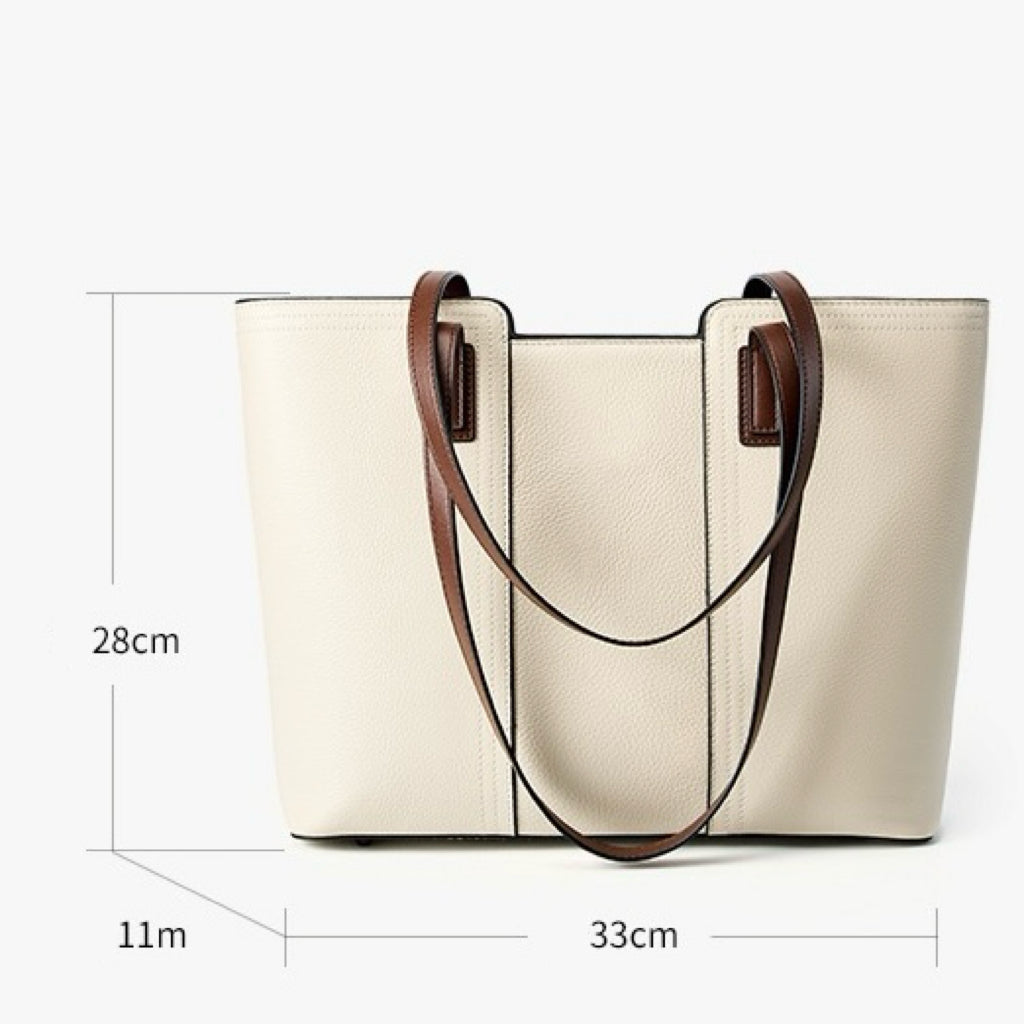 Womens Genuine Leather Large Capacity Tote Shoulder Bag  Commuter Everyday Purse