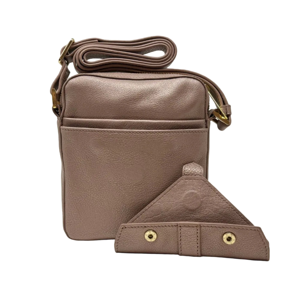 Petit sac en cuir rose platine —  Nadine