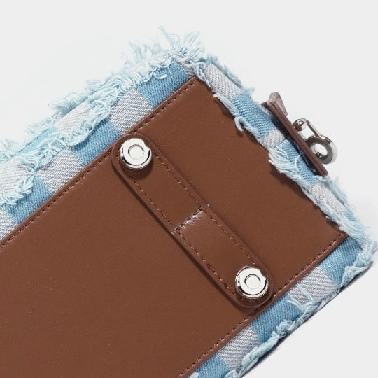 Womens Genuine Leather Denim Patchwork Shoulder Bag  Vintage Artistic Style