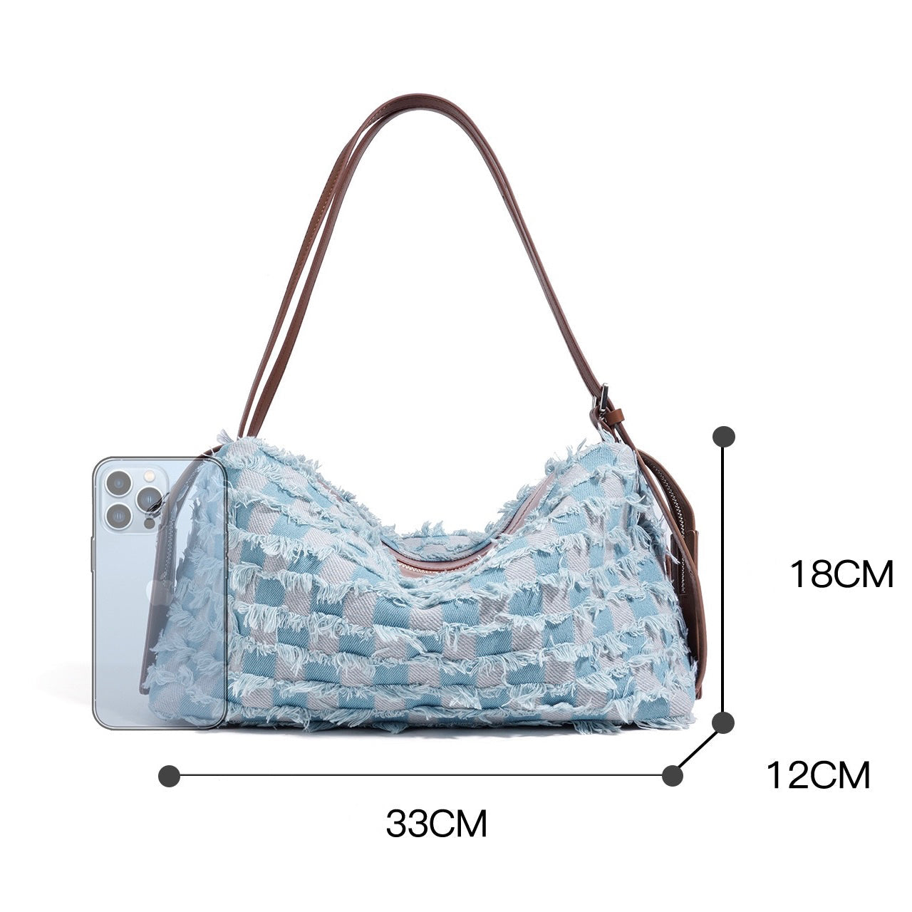Womens Genuine Leather Denim Patchwork Shoulder Bag  Vintage Artistic Style