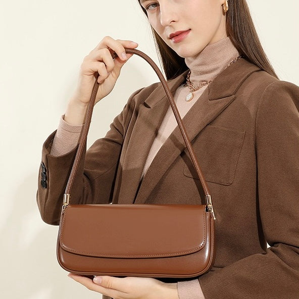 Womens Genuine Leather Minimalist Saddle Tote  2025 Commuter Edition