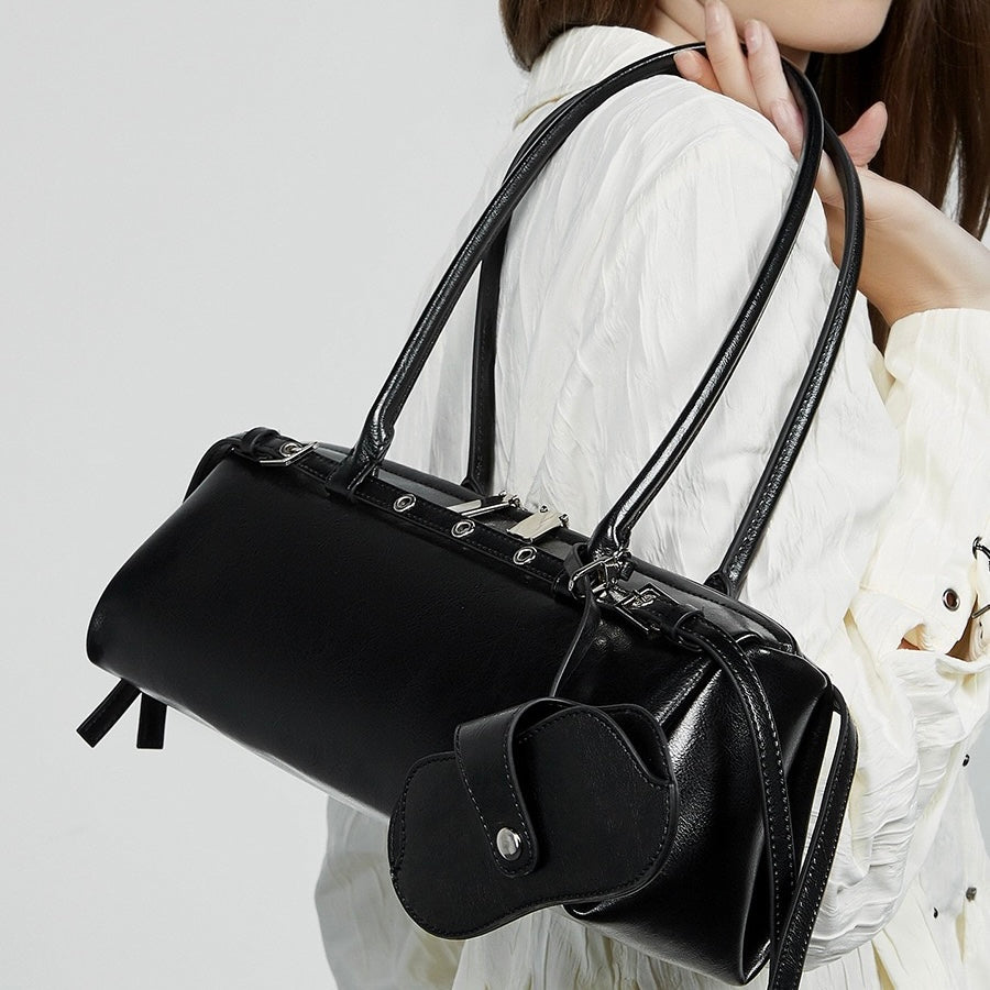 Womens Genuine Leather Vintage Biker Belt Shoulder Bag