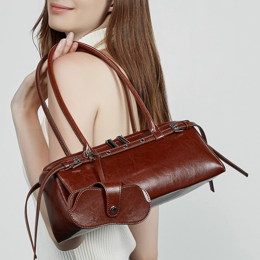 Womens Genuine Leather Vintage Biker Belt Shoulder Bag