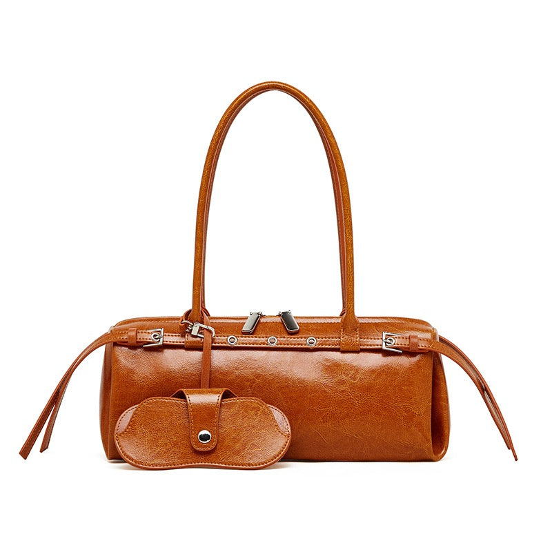 Womens Genuine Leather Vintage Biker Belt Shoulder Bag