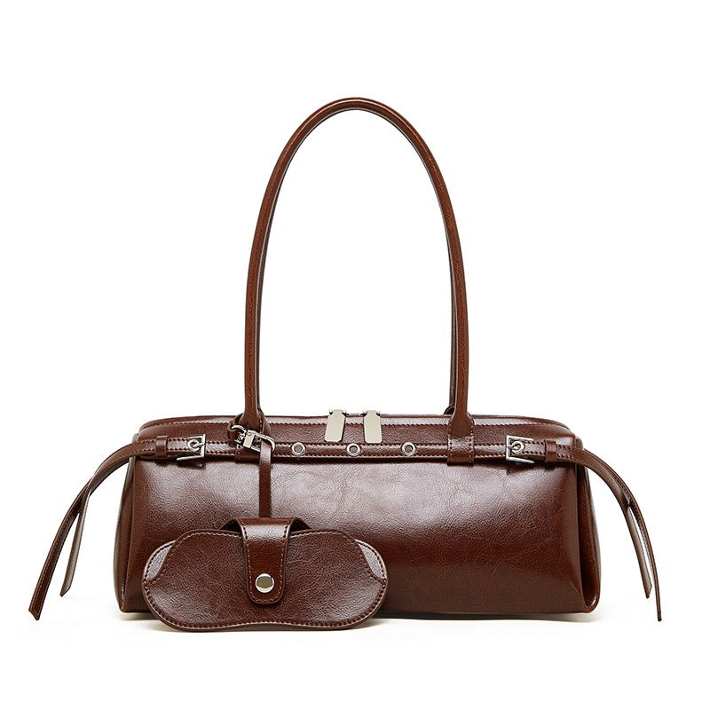 Womens Genuine Leather Vintage Biker Belt Shoulder Bag