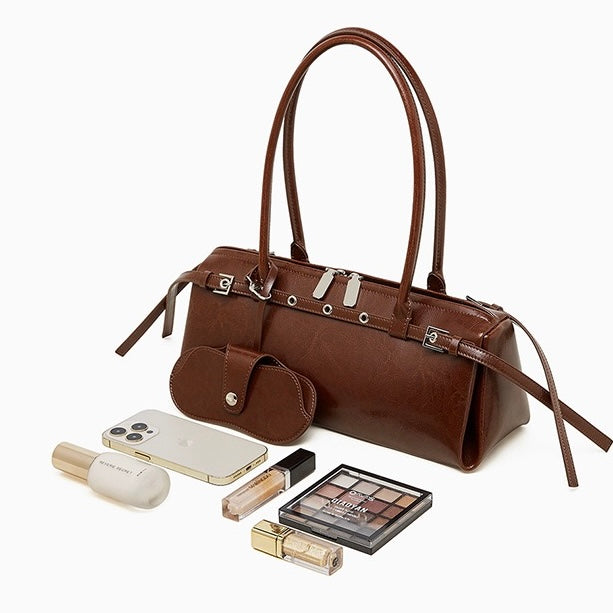 Womens Genuine Leather Vintage Biker Belt Shoulder Bag
