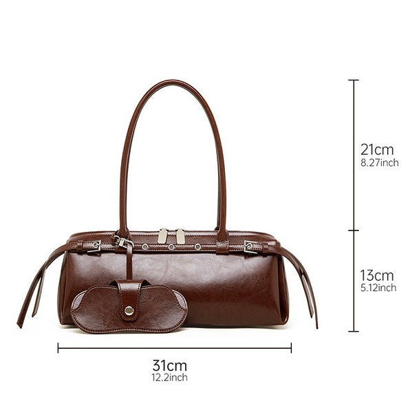 Womens Genuine Leather Vintage Biker Belt Shoulder Bag