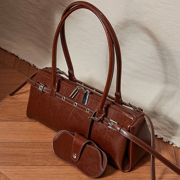 Womens Genuine Leather Vintage Biker Belt Shoulder Bag