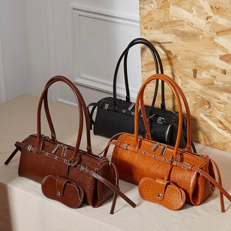 Womens Genuine Leather Vintage Biker Belt Shoulder Bag