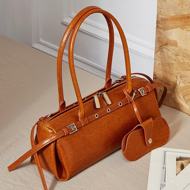Womens Genuine Leather Vintage Biker Belt Shoulder Bag