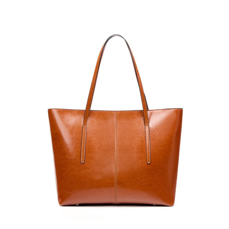 Womens Genuine Leather Large Tote Shoulder Bag  Daily Commuter Essential