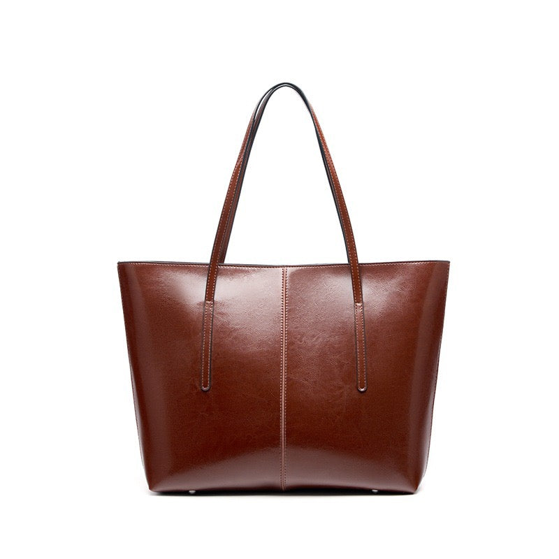 Womens Genuine Leather Large Tote Shoulder Bag  Daily Commuter Essential