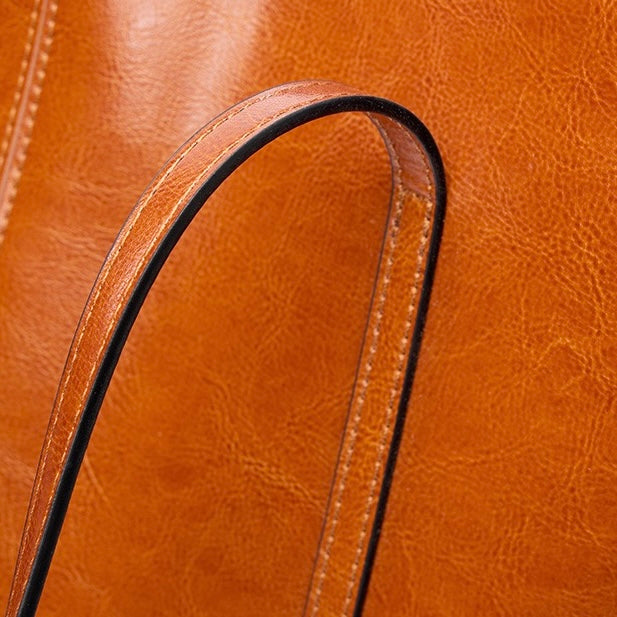 Womens Genuine Leather Large Tote Shoulder Bag  Daily Commuter Essential