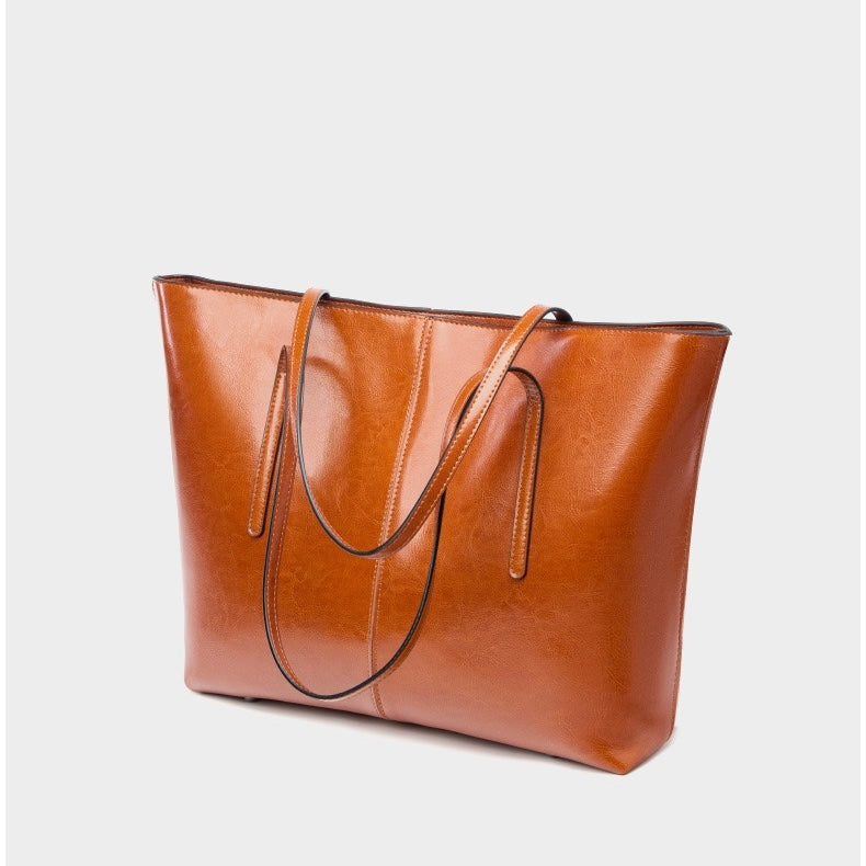 Womens Genuine Leather Large Tote Shoulder Bag  Daily Commuter Essential