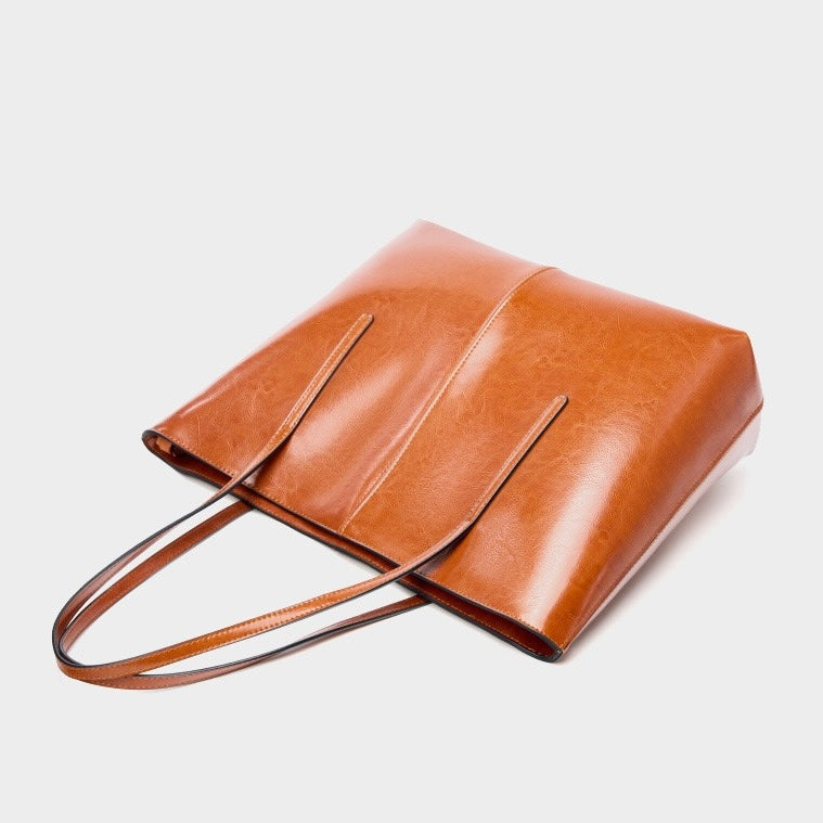 Womens Genuine Leather Large Tote Shoulder Bag  Daily Commuter Essential