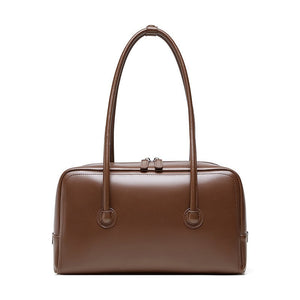 Womens Genuine Leather Boston Structured Pillow Shoulder Bag