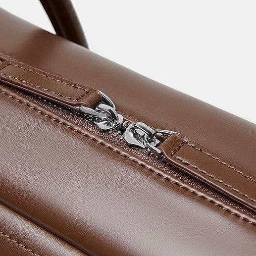 Womens Genuine Leather Boston Structured Pillow Shoulder Bag