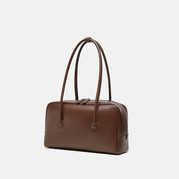 Womens Genuine Leather Boston Structured Pillow Shoulder Bag