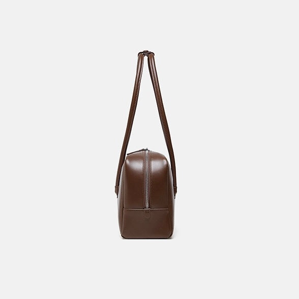 Womens Genuine Leather Boston Structured Pillow Shoulder Bag