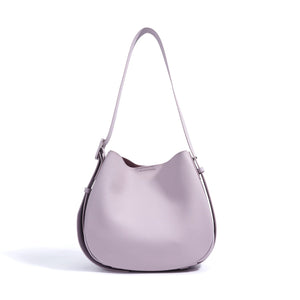 Womens Genuine Leather Wide Strap Commuter Bucket Shoulder Bag
