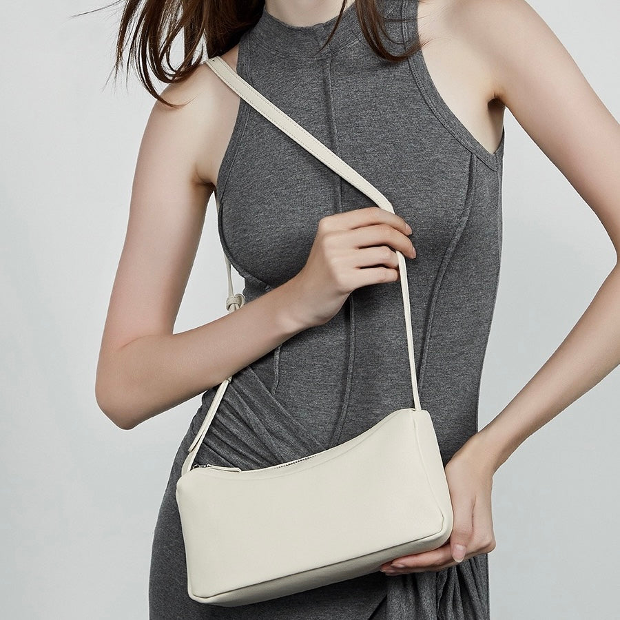 Womens Genuine Leather Minimalist Soft Crossbody Shoulder Bag
