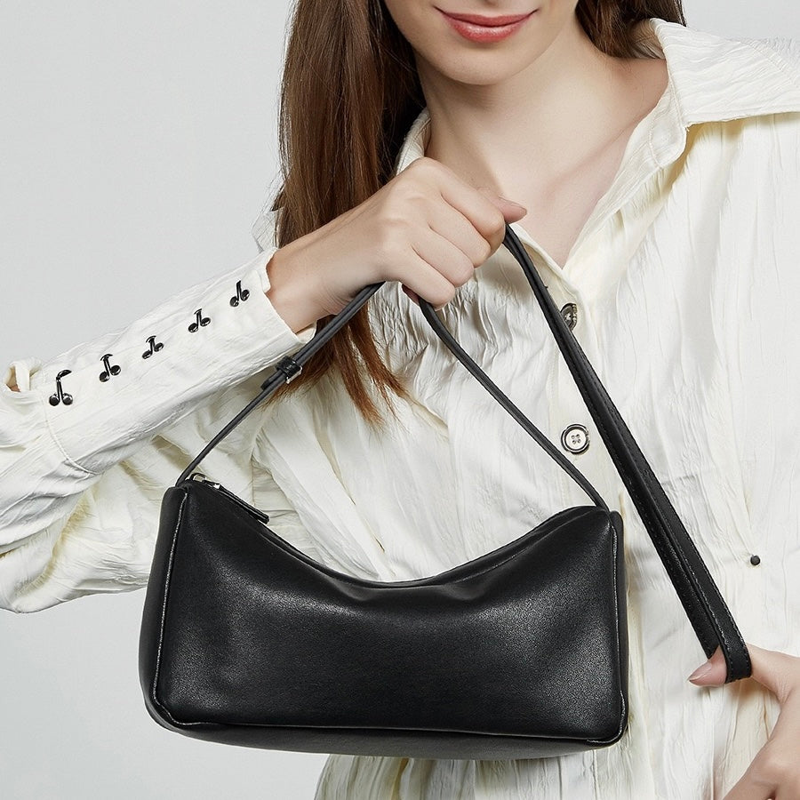 Womens Genuine Leather Minimalist Soft Crossbody Shoulder Bag
