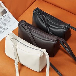 Womens Genuine Leather Minimalist Soft Crossbody Shoulder Bag