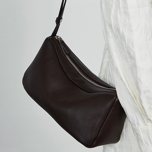 Womens Genuine Leather Minimalist Soft Crossbody Shoulder Bag