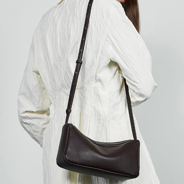 Womens Genuine Leather Minimalist Soft Crossbody Shoulder Bag