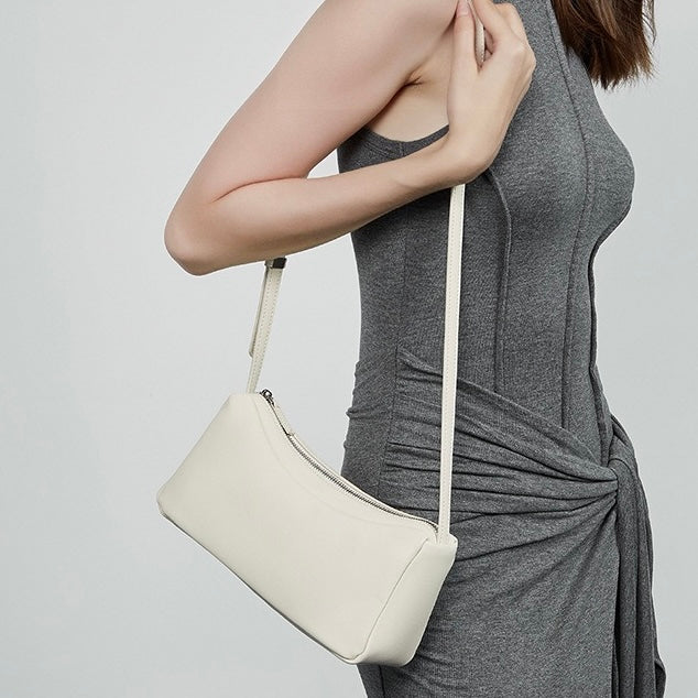 Womens Genuine Leather Minimalist Soft Crossbody Shoulder Bag