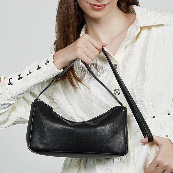 Womens Genuine Leather Minimalist Soft Crossbody Shoulder Bag