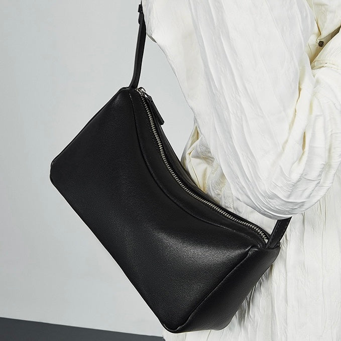 Womens Genuine Leather Minimalist Soft Crossbody Shoulder Bag