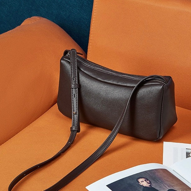 Womens Genuine Leather Minimalist Soft Crossbody Shoulder Bag
