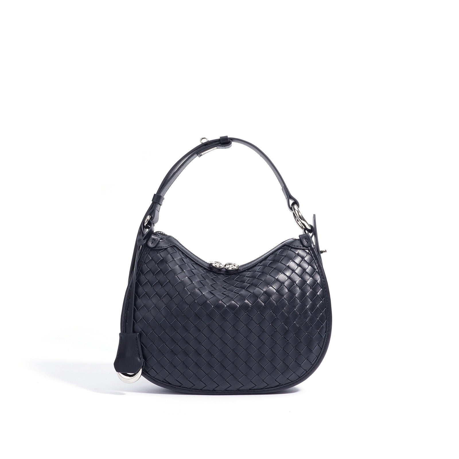 Woven Genuine Leather Crescent Shoulder Bag  Spring Summer 2025 Edition