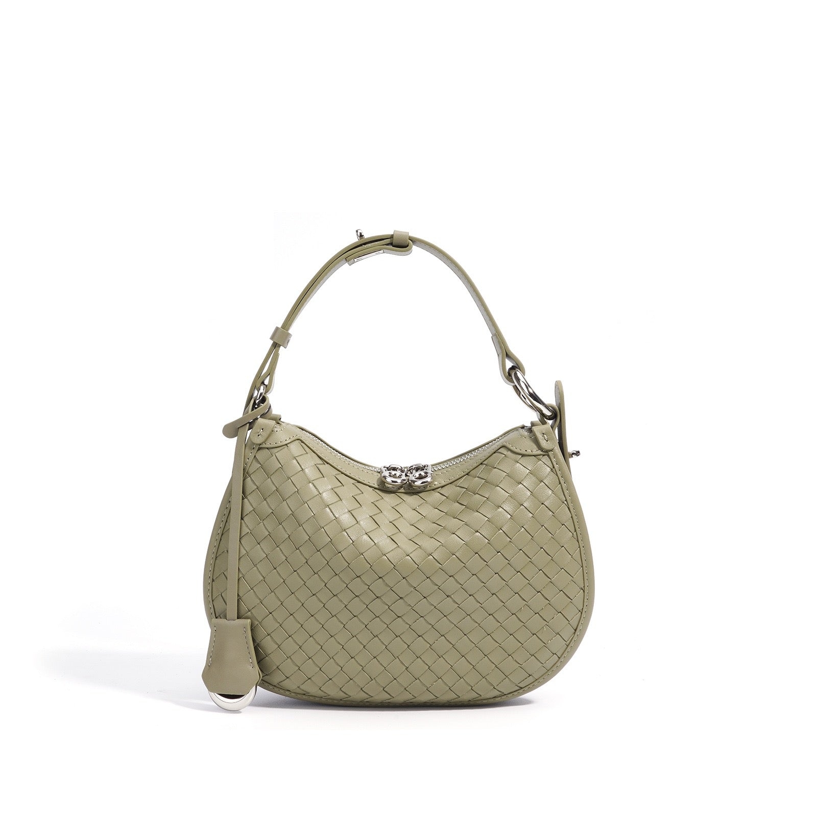 Woven Genuine Leather Crescent Shoulder Bag  Spring Summer 2025 Edition