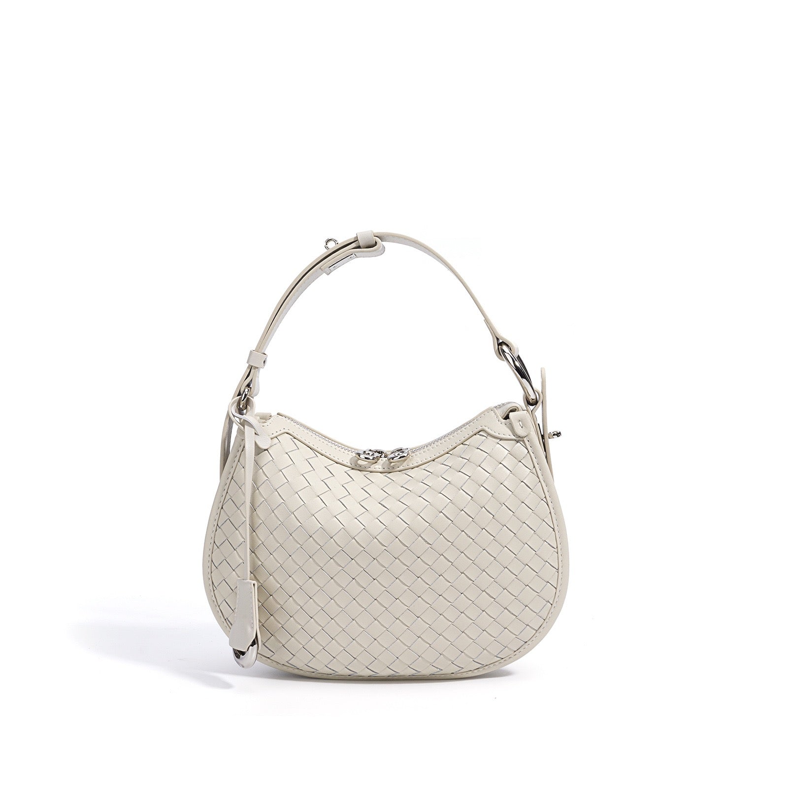 Woven Genuine Leather Crescent Shoulder Bag  Spring Summer 2025 Edition