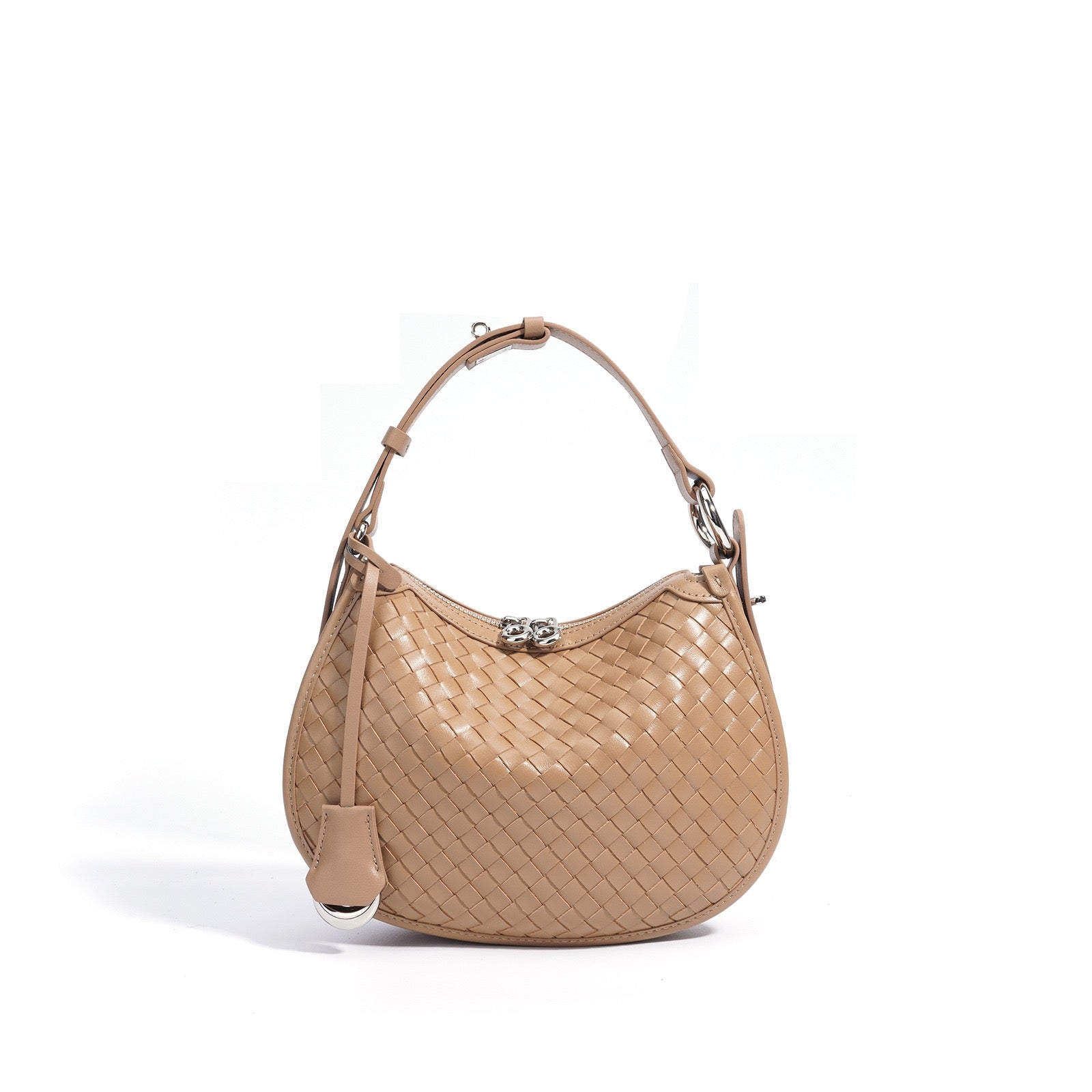 Woven Genuine Leather Crescent Shoulder Bag  Spring Summer 2025 Edition