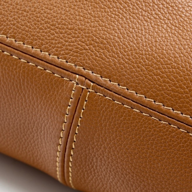 Womens Genuine Leather Winged Pleated Tote  Minimalist Large Capacity Commuter Bag