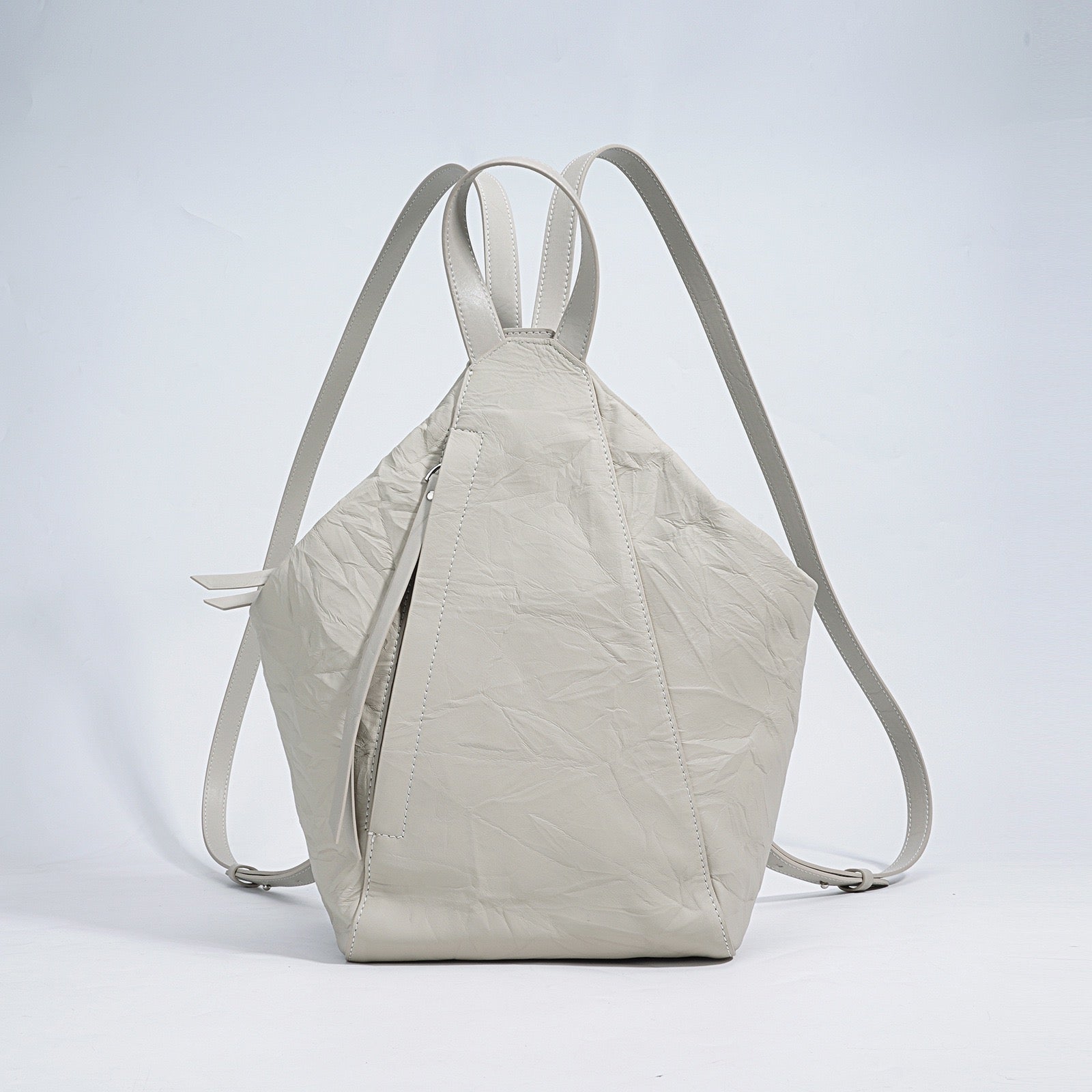 Womens Genuine Leather Niche Pleated Convertible Backpack