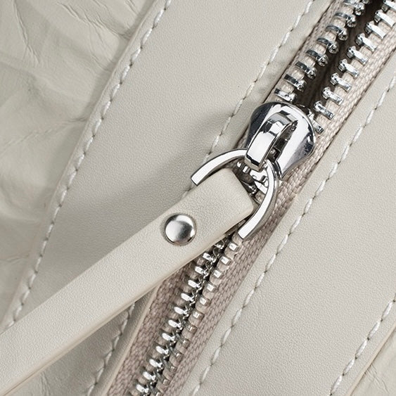 Womens Genuine Leather Niche Pleated Convertible Backpack
