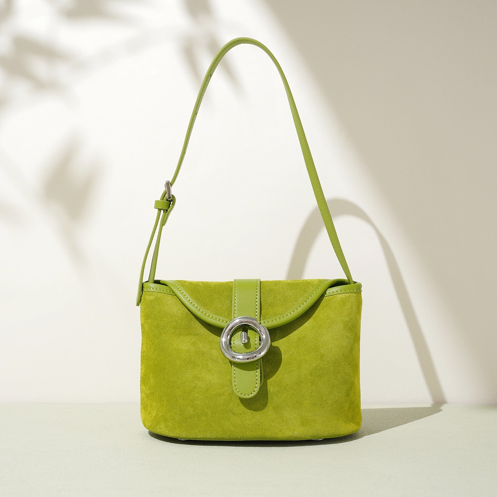 Womens Matte Genuine Leather Colorblock Handheld Crossbody Bag