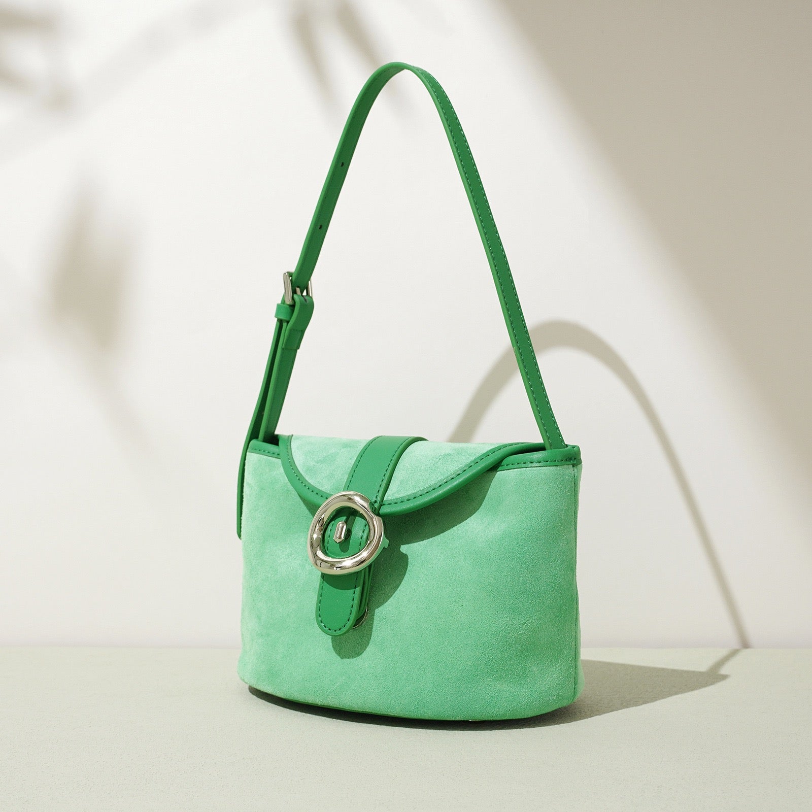Womens Matte Genuine Leather Colorblock Handheld Crossbody Bag