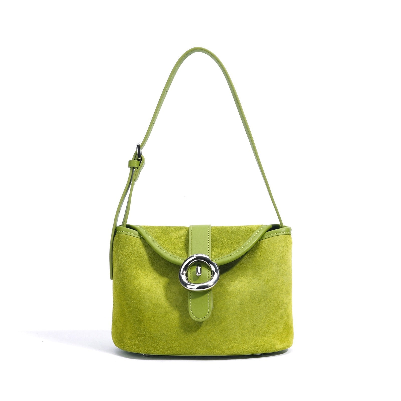 Womens Matte Genuine Leather Colorblock Handheld Crossbody Bag