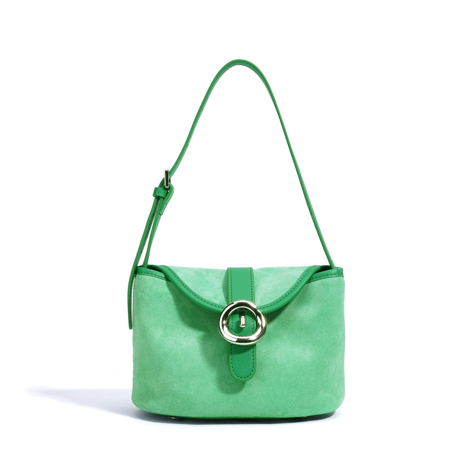 Womens Matte Genuine Leather Colorblock Handheld Crossbody Bag