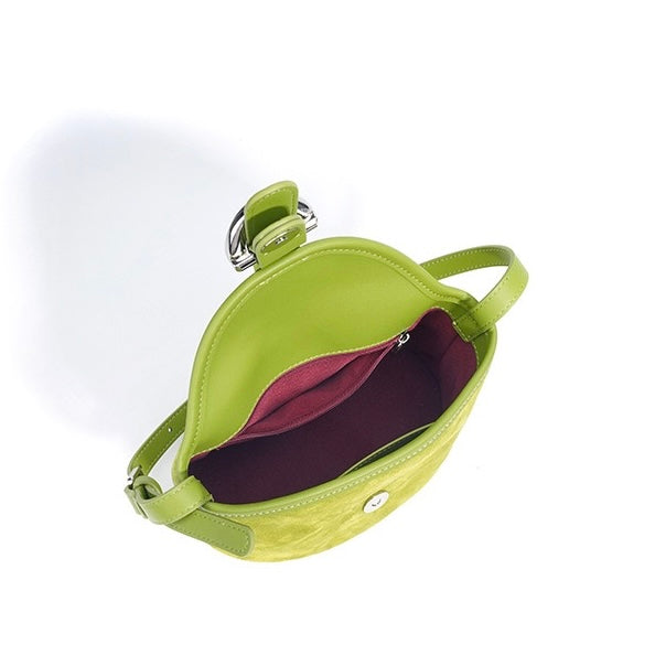 Damen-Umhängetasche aus mattiertem Echtleder in Colorblock-Optik
